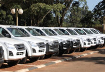 Joy as President ED Mnangagwa dishes out 100 Isuzu double cab vehicles to chiefs