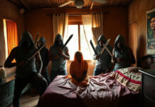 Hubby flees to look for help as machete gang members take turns to have lula lula with his wife in his bedroom