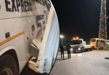 Parked Swiss Express bus ‘drives itself’ and kills female security guard at Beitbridge Border Post (WATCH VIDEO)