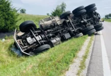 Another accident along Harare-Mutare road results in speeding haulage truck overturning near Marondera
