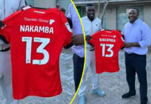 Warriors Captain Nakamba Presents Luton Town Jersey to Collins Mnangagwa
