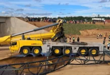 Construction worker crashed to death as 2 cranes collapse at Trabablas Interchange (Mbudzi Roundabout) – SEE PICS