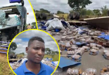 Truck crash spills 30 tonnes of Chibuku beer along Chinhoyi-Chegutu highway as Mutare bus and truck collide head-on while overtaking (VIDEO)