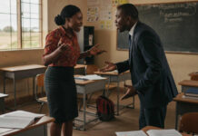 Female teacher thoroughly beats up school headmaster for begging for lula lula from students, magistrate shocked!