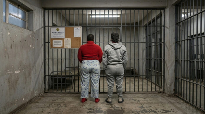 Police holding cells, prison, jail, 2 women arrested
