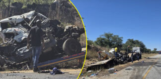 5 people feared dead: Chaotic scene as bus and haulage truck crash head-on along Harare-Masvingo highway