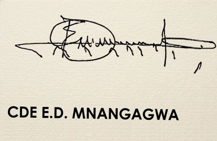 president mnangagwa signature