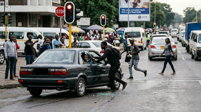 smash-and-grab robbery at traffic light