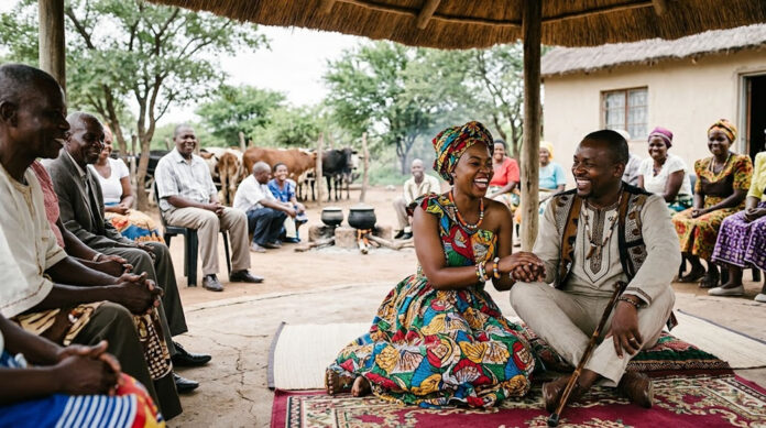 couple happy traditional lobola ceremony