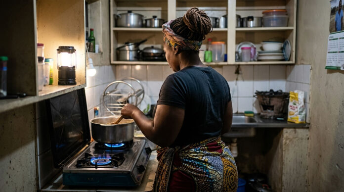 woman cooking with gas during loadshedding