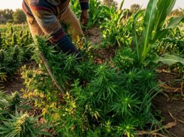 Police shocked after accidentally bumping into a man’s massive garden of mbanje while investigating a theft case