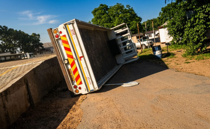 zvadhakwa truck flips falls during VID road driving test